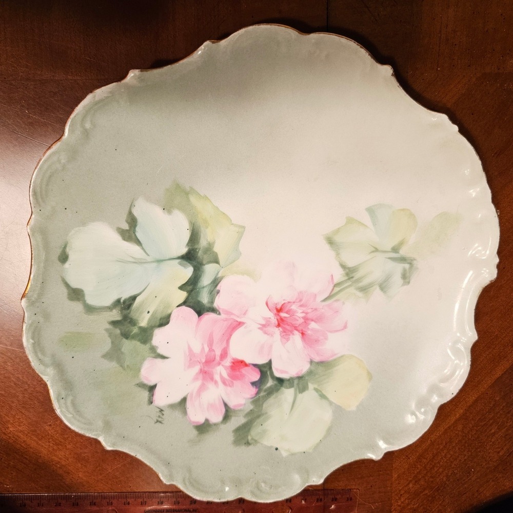 Limoges France Flambeau LDBC Hand Painted Floral Plate Scalloped Gold Rim Signed